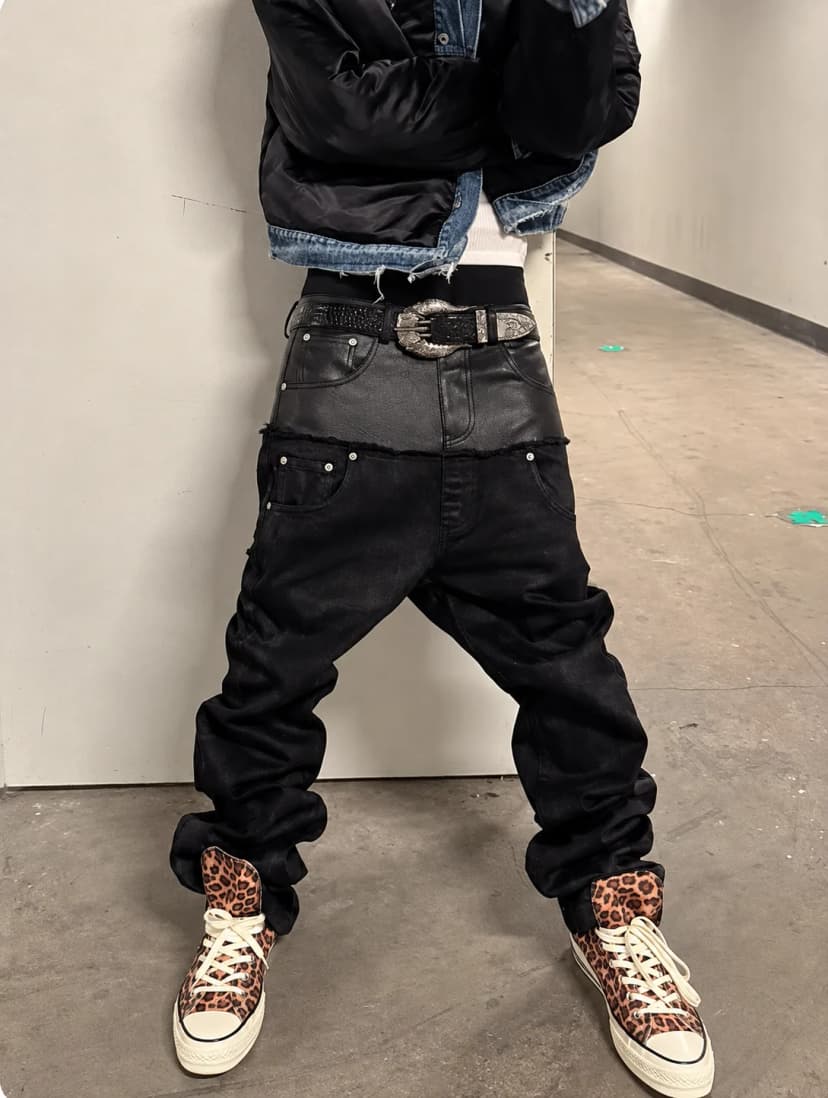 Leather Layered Denim 사진 1/4