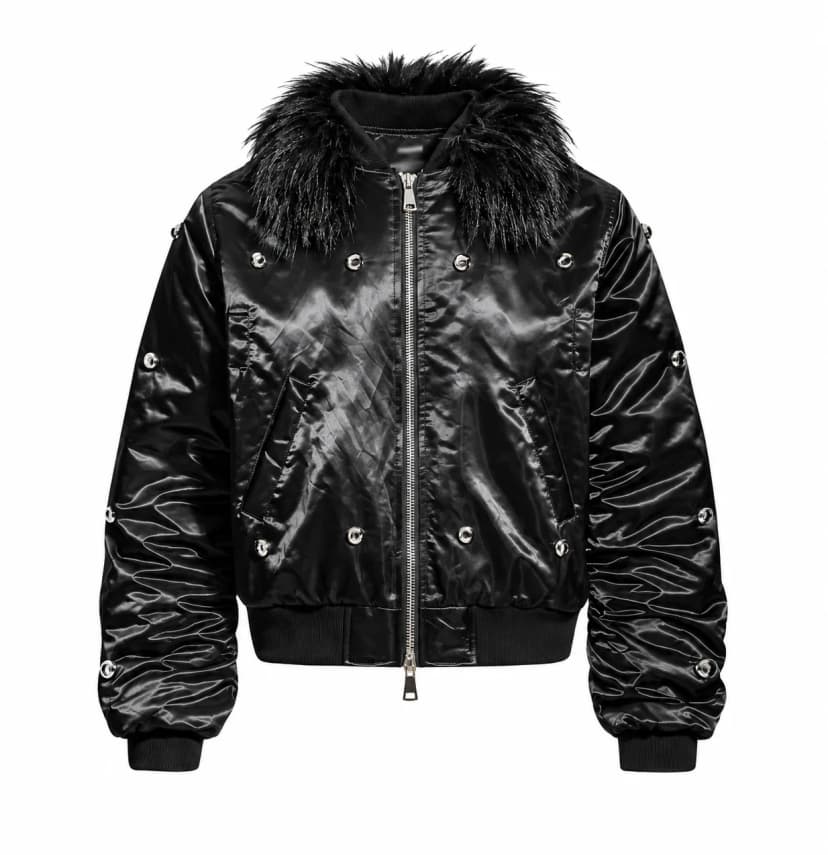 Noir Fur Bomber Jacket 사진 1/3