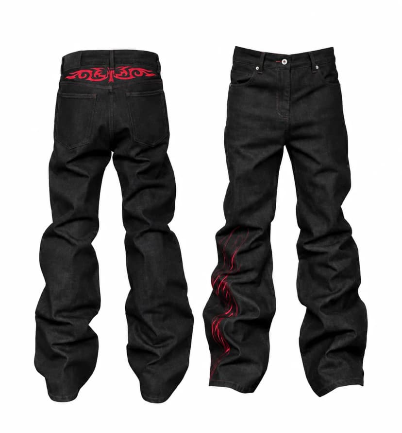 Rebel Flame Baggy Denim 사진 1/4