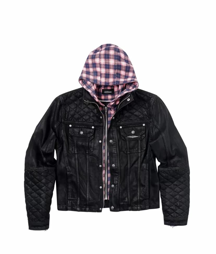 Diamond Tartan Leather Jacket 사진 1/3